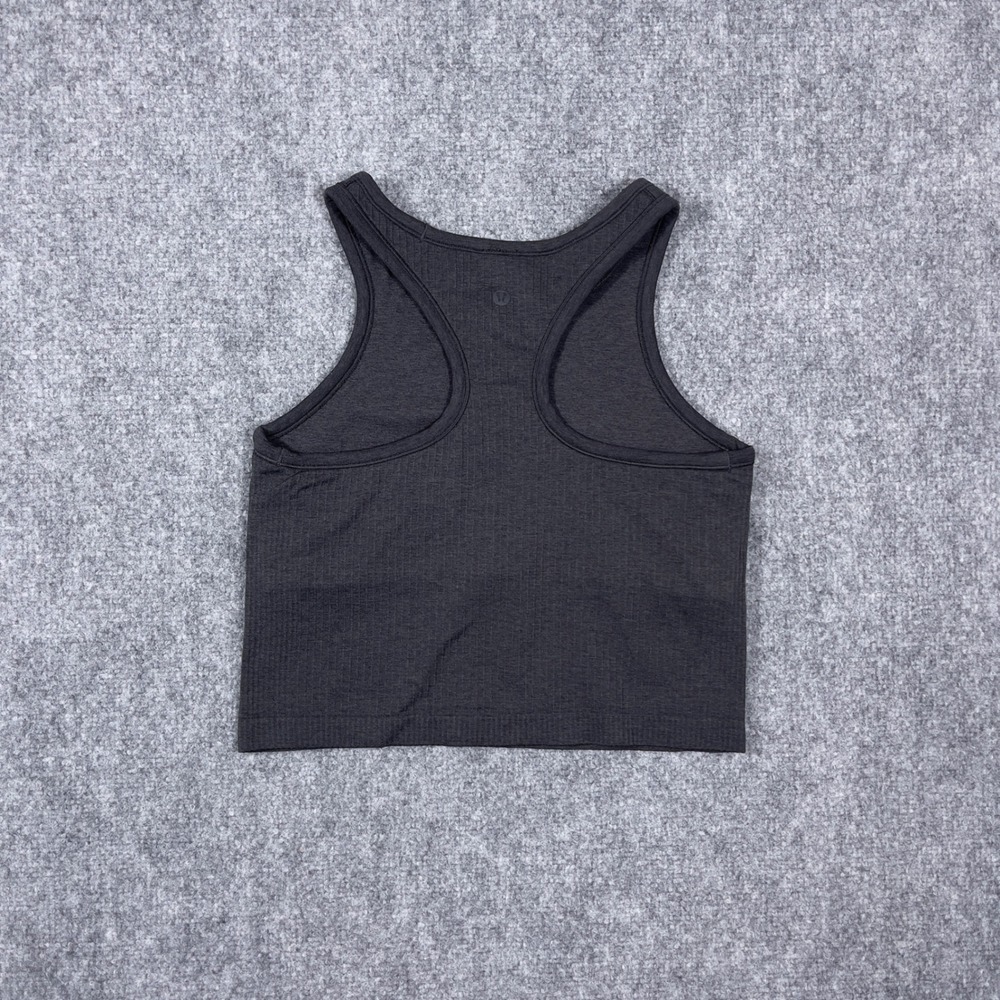 Lululemon Ebb to Street Racerback Crop Tank Top Women 8 Grey Ribbed LW1CJUS